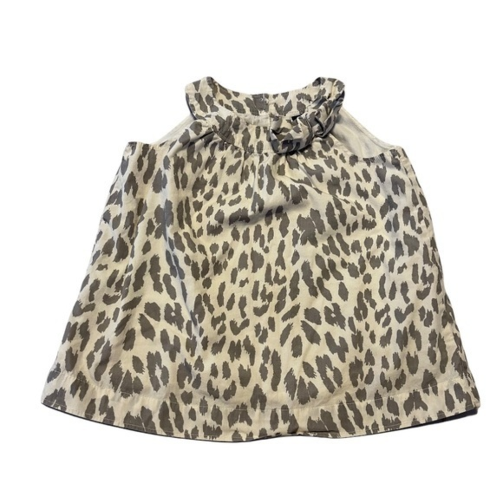 Baby gap toddler 3 yrs grey/white animal print A line bow 100% cotton dress‎